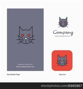 Cat Company Logo App Icon and Splash Page Design. Creative Business App Design Elements