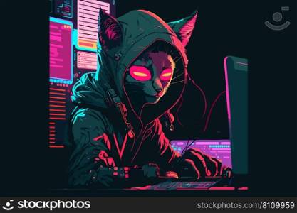 Cat cyberpunk Royalty Free Vector Image