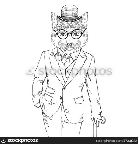 cat dressed up in tweed suit