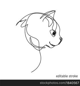 Cat Face in Continuous Line Art Style with Editable Stroke Isolated on White Background. Can be Used For T-Shirts Design.. Cat Face in Continuous Line Art Style with Editable Stroke Isolated on White Background. Can be Used For T-Shirts Design. Premium Vector Doodle Feline Profile.