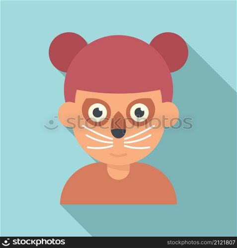Cat face painting icon flat vector. Child paint. Kid animal mask. Cat face painting icon flat vector. Child paint