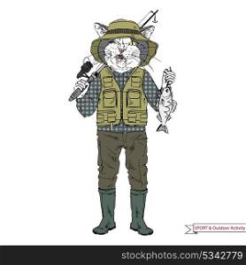 cat fisherman, sport and outdoor activity collection