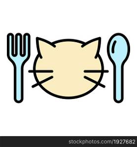 Cat food menu icon. Outline cat food menu vector icon color flat isolated. Cat food menu icon color outline vector