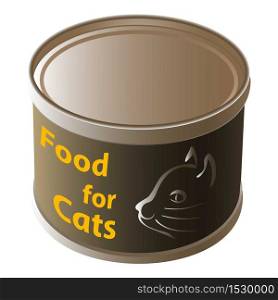 Cat food tin can icon. Cartoon of cat food tin can vector icon for web design isolated on white background. Cat food tin can icon, cartoon style