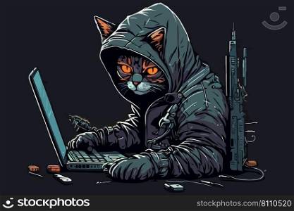 Cat hacker Royalty Free Vector Image