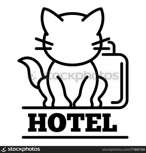 Cat hotel logo. Outline cat hotel vector logo for web design isolated on white background. Cat hotel logo, outline style