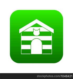 Cat house icon digital green for any design isolated on white vector illustration. Cat house icon digital green