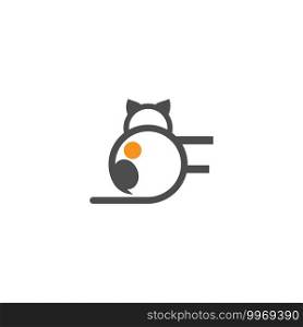 Cat icon logo with letter F template design vector  illustration