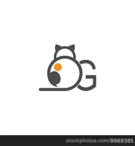 Cat icon logo with letter G template design vector  illustration