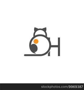 Cat icon logo with letter H template design vector  illustration