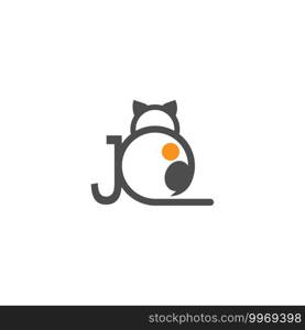 Cat icon logo with letter J template design vector  illustration