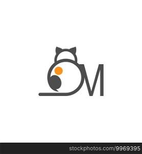 Cat icon logo with letter M template design vector  illustration