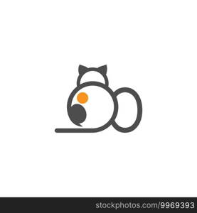 Cat icon logo with letter O template design vector  illustration