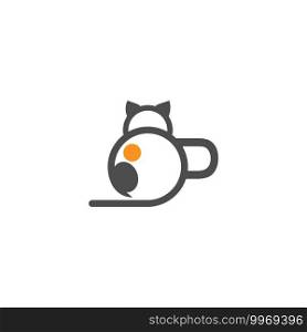 Cat icon logo with letter P template design vector  illustration
