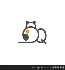 Cat icon logo with letter Q template design vector  illustration