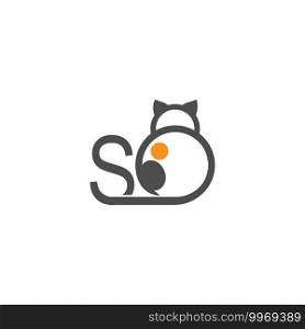 Cat icon logo with letter S template design vector  illustration