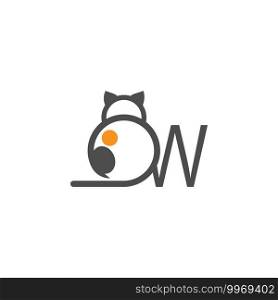 Cat icon logo with letter W template design vector  illustration
