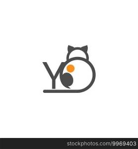 Cat icon logo with letter Y template design vector  illustration