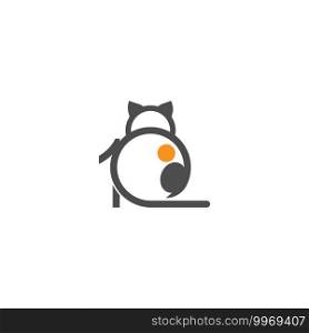 Cat icon logo with number 1 template design vector  illustration