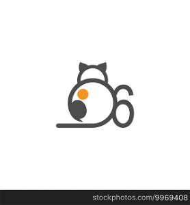Cat icon logo with number 6 template design vector  illustration