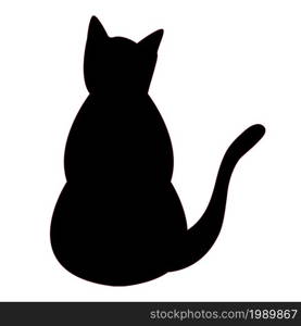 cat icon on white background. wildlife silhouette sign. black cat symbol. flat style.