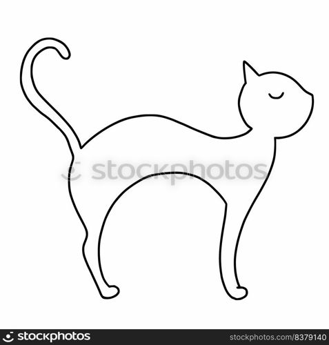 Cat in doodle style. Hand drawn illustration. Coloring book.