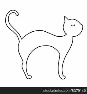 Cat in doodle style. Hand drawn illustration. Coloring book.