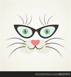 Cat in glasses. Vector illustration