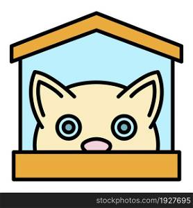 Cat in house icon. Outline cat in house vector icon color flat isolated. Cat in house icon color outline vector