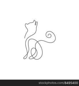 Cat line art design illustration template