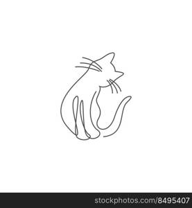 Cat line art design illustration template