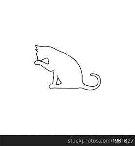 Cat line vector icon illustration logo design.