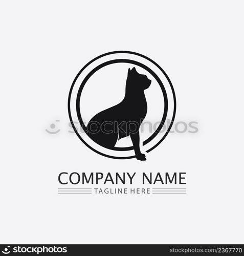 cat logo and vector animal icon footprint kitten calico logo dog symbol cartoon character sign illustration doodle design