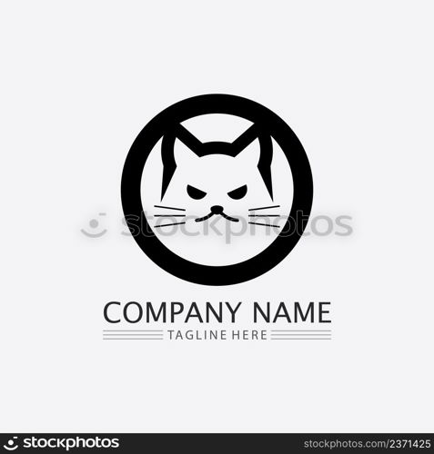 cat logo and vector animal icon footprint kitten calico logo dog symbol cartoon character sign illustration doodle design