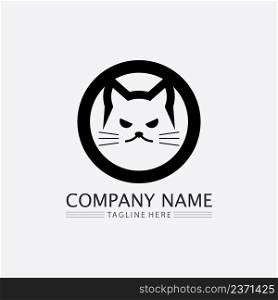 cat logo and vector animal icon footprint kitten calico logo dog symbol cartoon character sign illustration doodle design