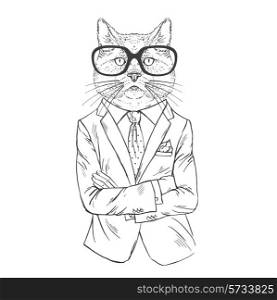 cat male dressed up in office style
