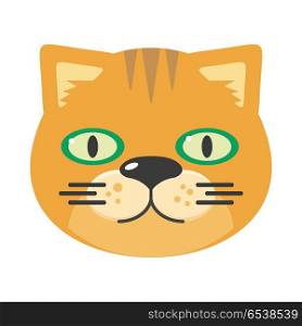 Cat Mask Isolated on White. Leopard or Jaguar. Cat mask isolated on white. Leopard or jaguar cat. Cartoon character face to celebrate happy events at kindergarten, birthday, children holiday festival. Sticker for toddler. Vector in flat style