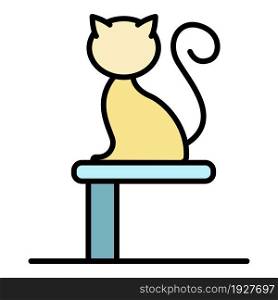 Cat on stand icon. Outline cat on stand vector icon color flat isolated. Cat on stand icon color outline vector