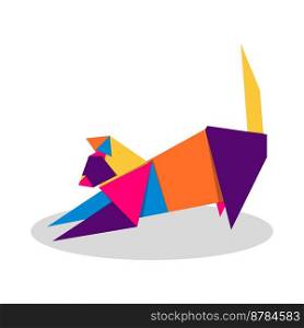 Cat origami. Abstract colorful vibrant Cat logo design. Animal origami. Vector illustration