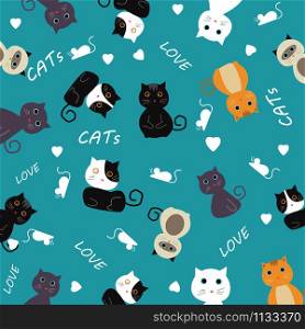 Cat pattern.Pet cat meow, animal pattern textile