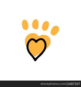 Cat paw hand-drawn. Vector doodle illustration on a white.. Cat paw hand-drawn. Vector doodle illustration on a white background.