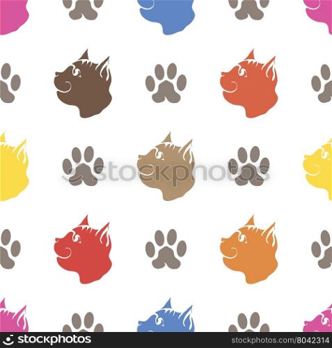 Cat Paw Seamless Animal Pattern. Pet Isolated on White Background. Cat Paw Seamless Animal Pattern