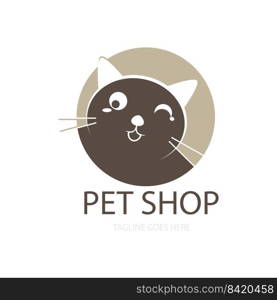 Cat, Pet shop icon template vector