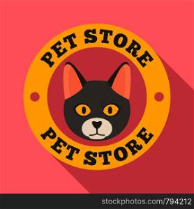 Cat pet store logo. Flat illustration of cat pet store vector logo for web design. Cat pet store logo, flat style