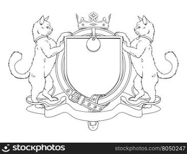 Cat pets heraldic shield coat of arms. Notice the collar instead of garter.