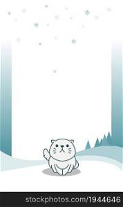 Cat Pine Winter Snow Snowflake Holiday Invitation Card Frame Background Template