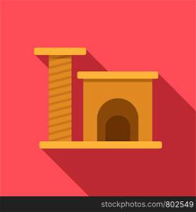 Cat play house icon. Flat illustration of cat play house vector icon for web design. Cat play house icon, flat style
