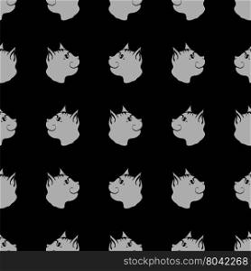 Cat Seamless Animal Pattern. Pet Isolated on Black Background. Cat Seamless Animal Pattern