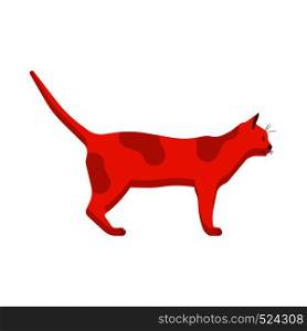 Cat side view vector icon animal cartoon illustration. Redhead pet isolated tail kitty. Graphic walking flat mammal