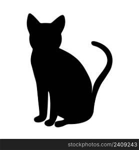 Cat silhouette sitting isolated vector illustration. Shadow pet. Abstract simple image cat. Stylized animal. Cat silhouette sitting isolated vector illustration